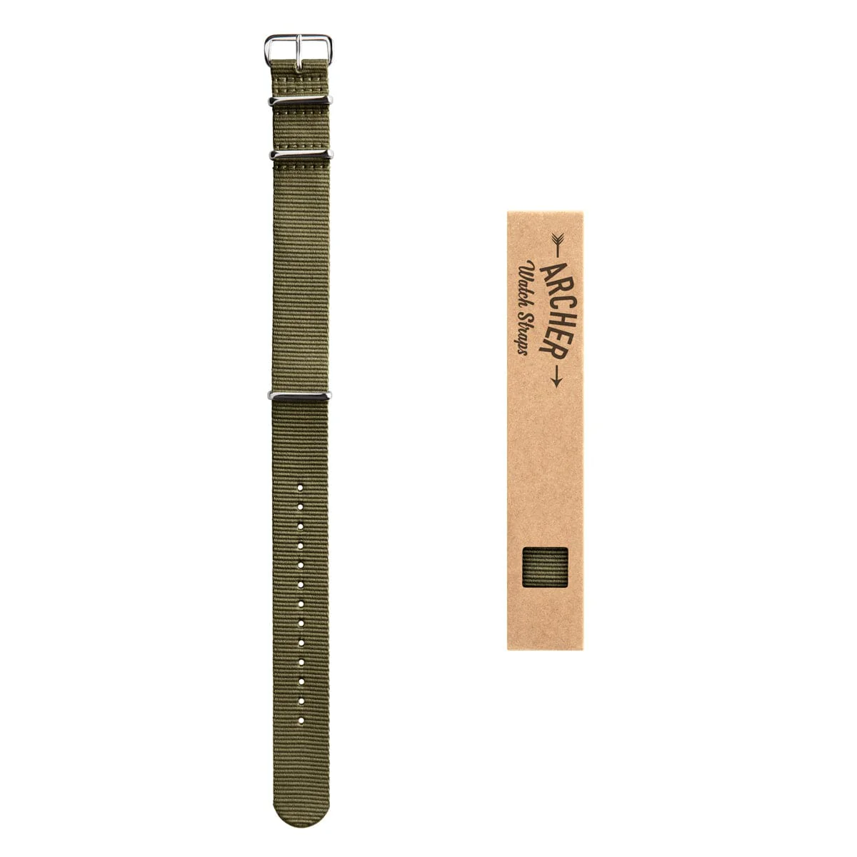 Classic Military Style Nylon Watch Band - Olive - Image 4