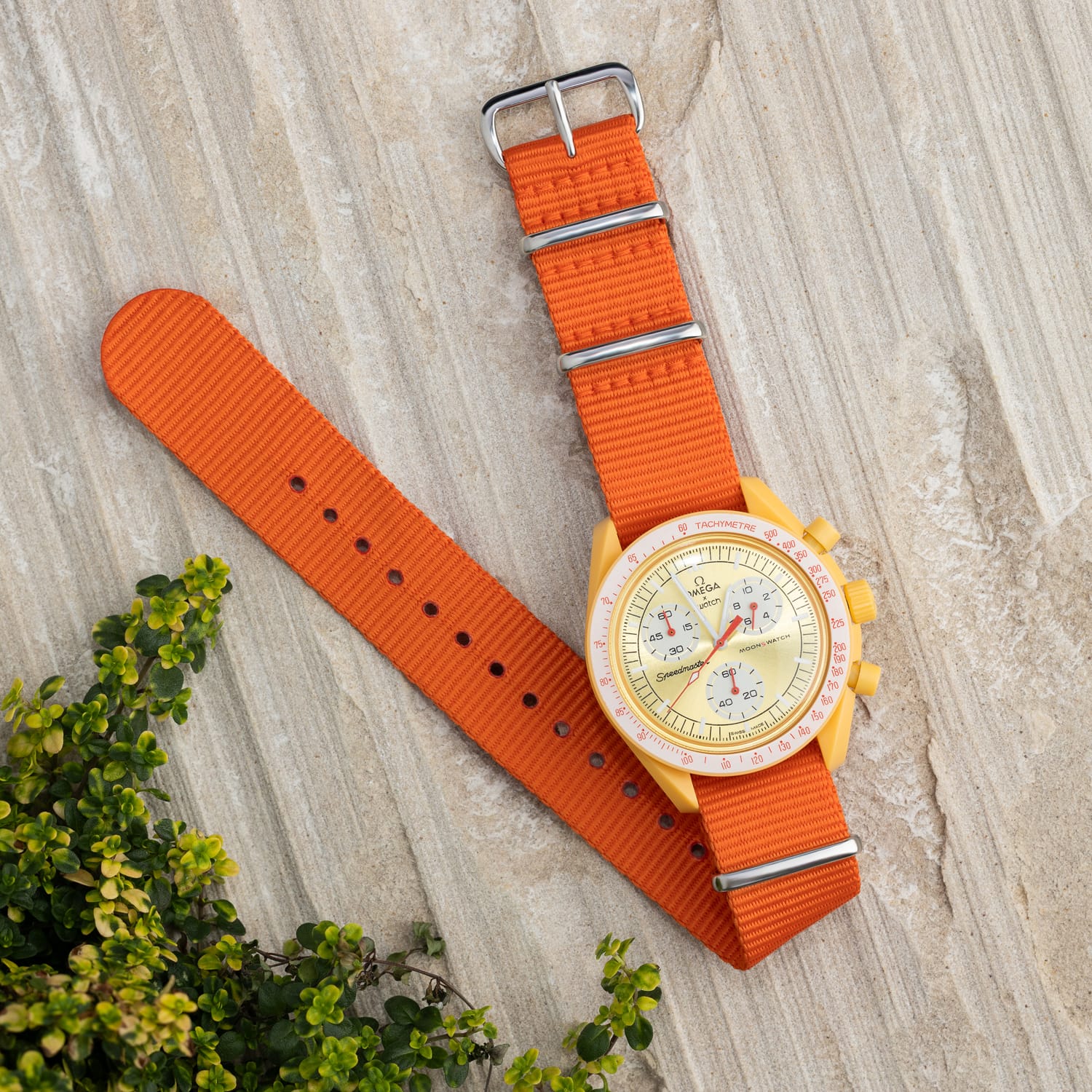 Classic Military Style Nylon Watch Band - Orange - Image 2