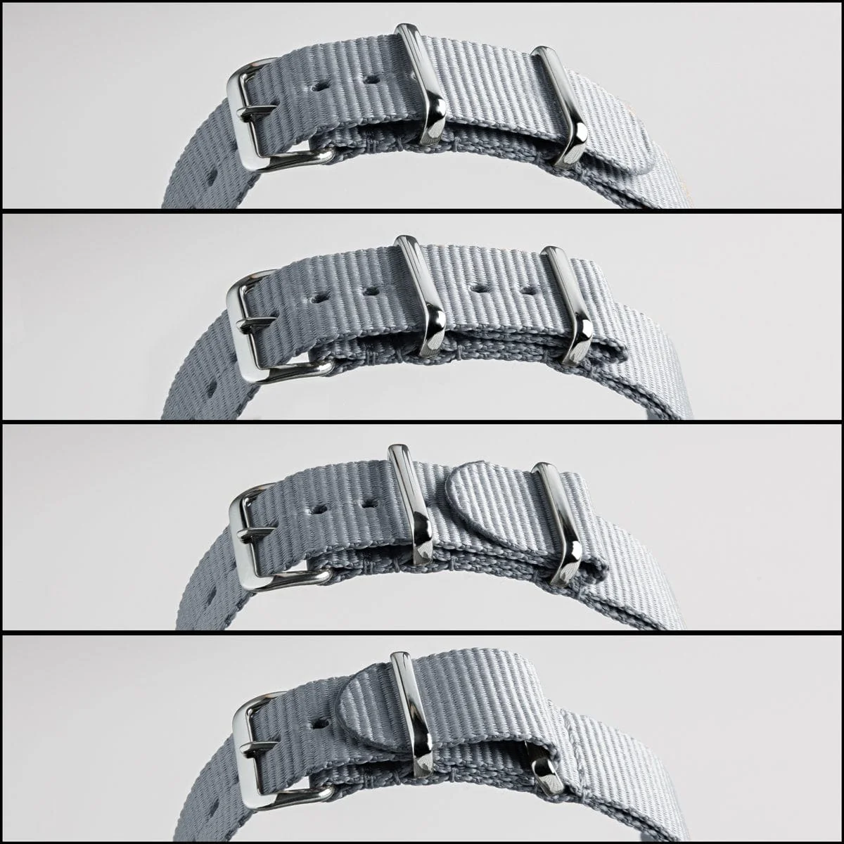 Classic Military Style Nylon Watch Band - Black/Gray (James Bond) - Image 5