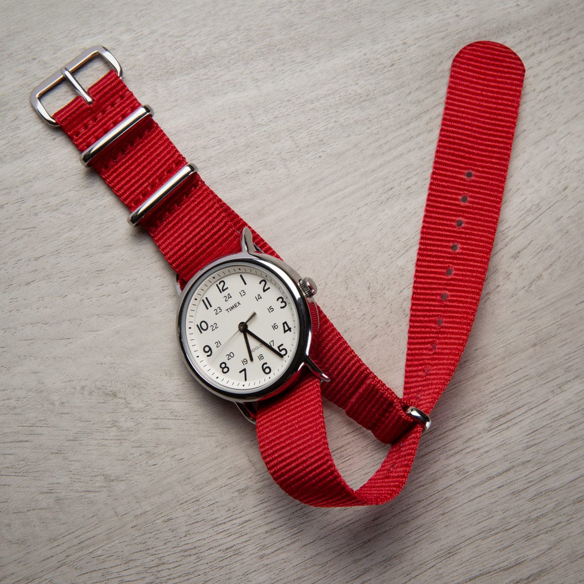 Classic Military Style Nylon Watch Band - Red - Image 2