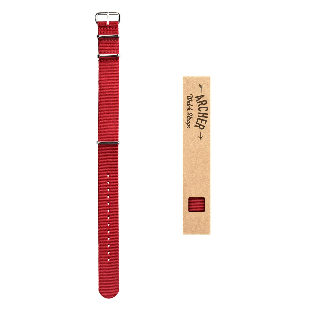 Classic Military Style Nylon Watch Band - Red - Image 4