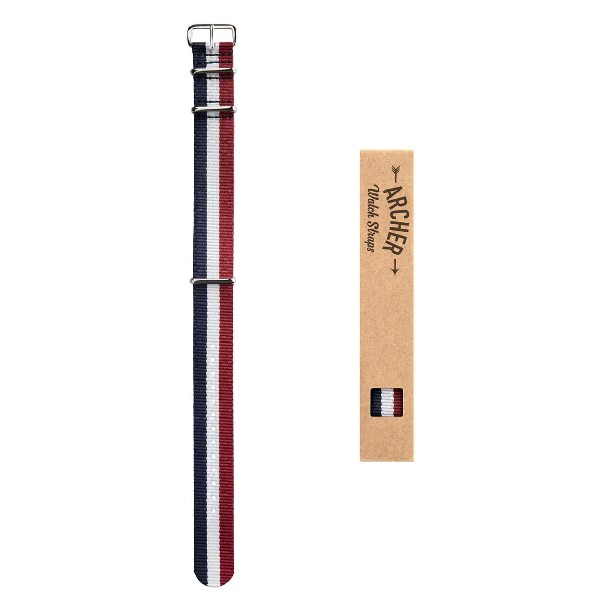 Classic Military Style Nylon Watch Band - Red/White/Navy - Image 4