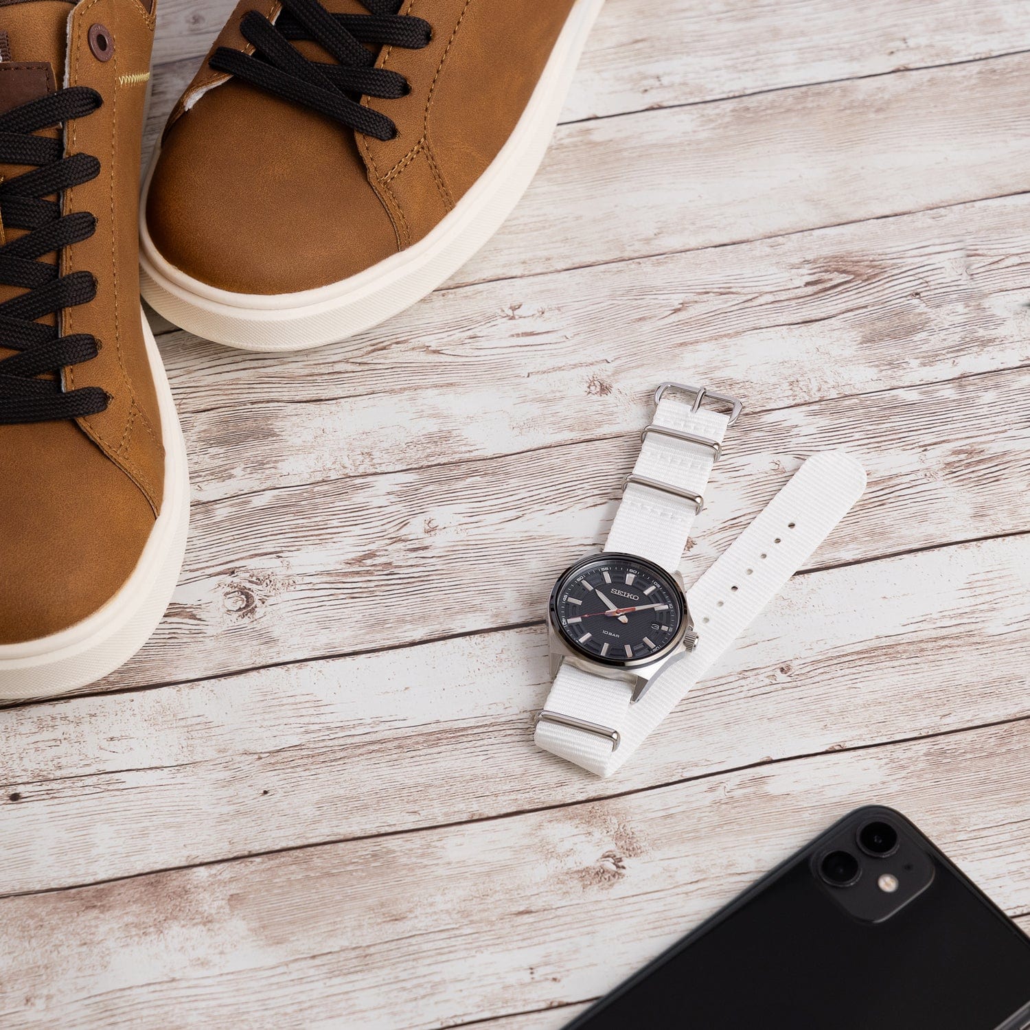 Classic Military Style Nylon Watch Band - White - Image 2