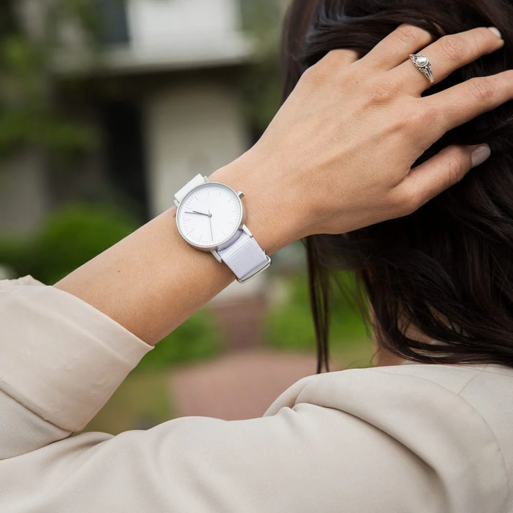 Classic Military Style Nylon Watch Band - White - Image 3