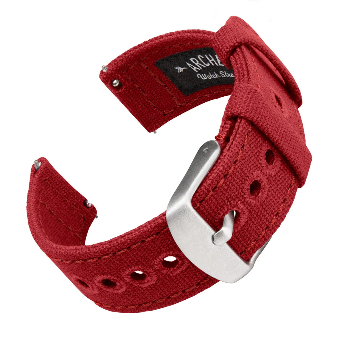 Quick Release Canvas Watch Band - Carmine Red