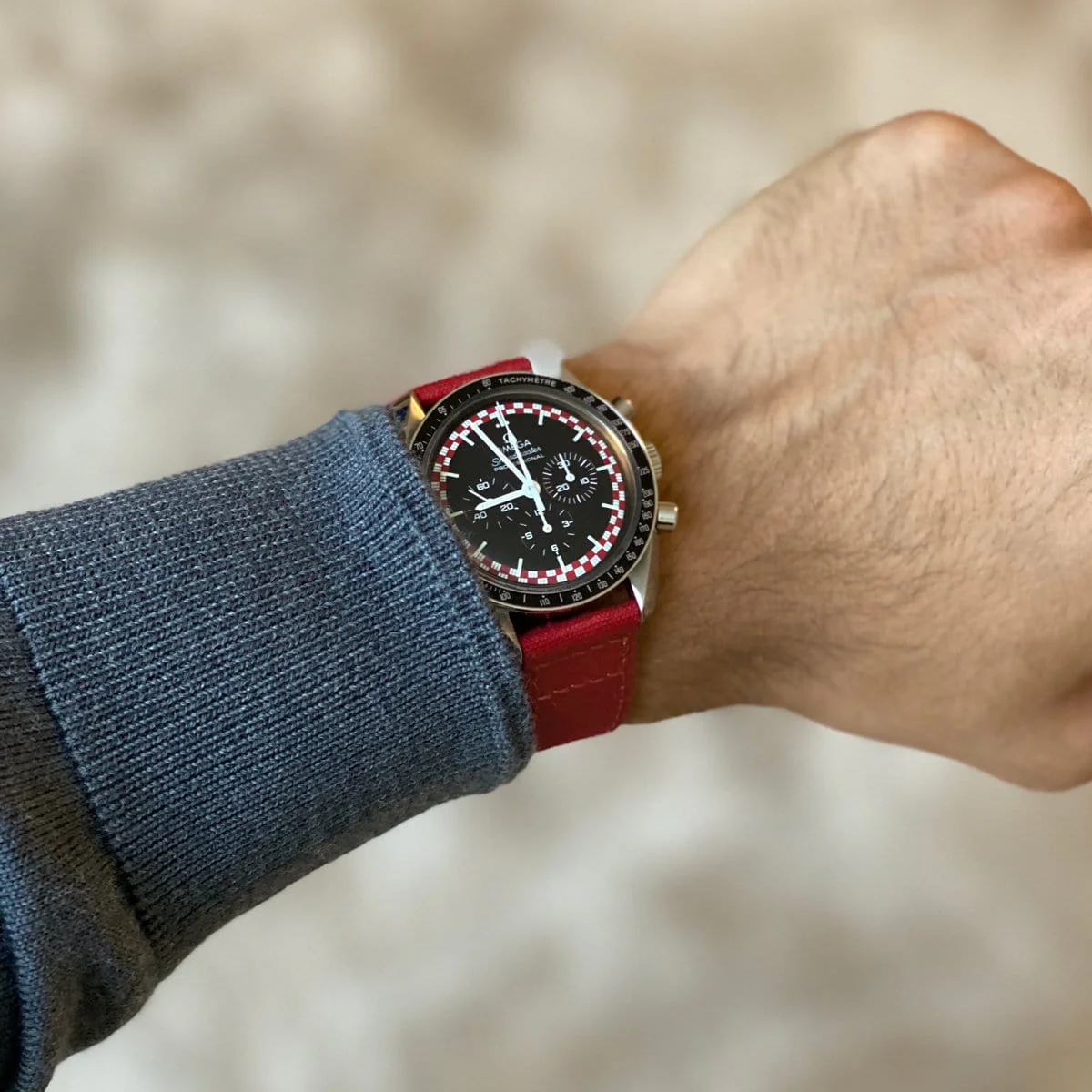 Quick Release Canvas Watch Band - Carmine Red - Image 2