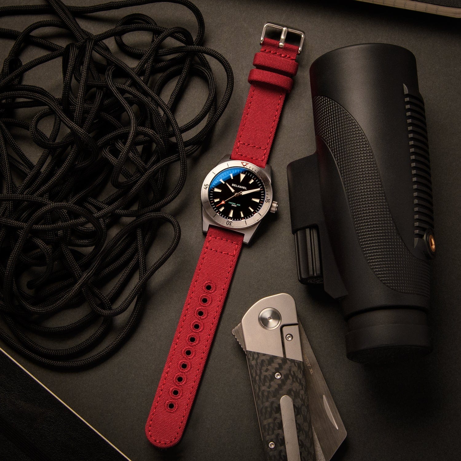Quick Release Canvas Watch Band - Carmine Red - Image 3