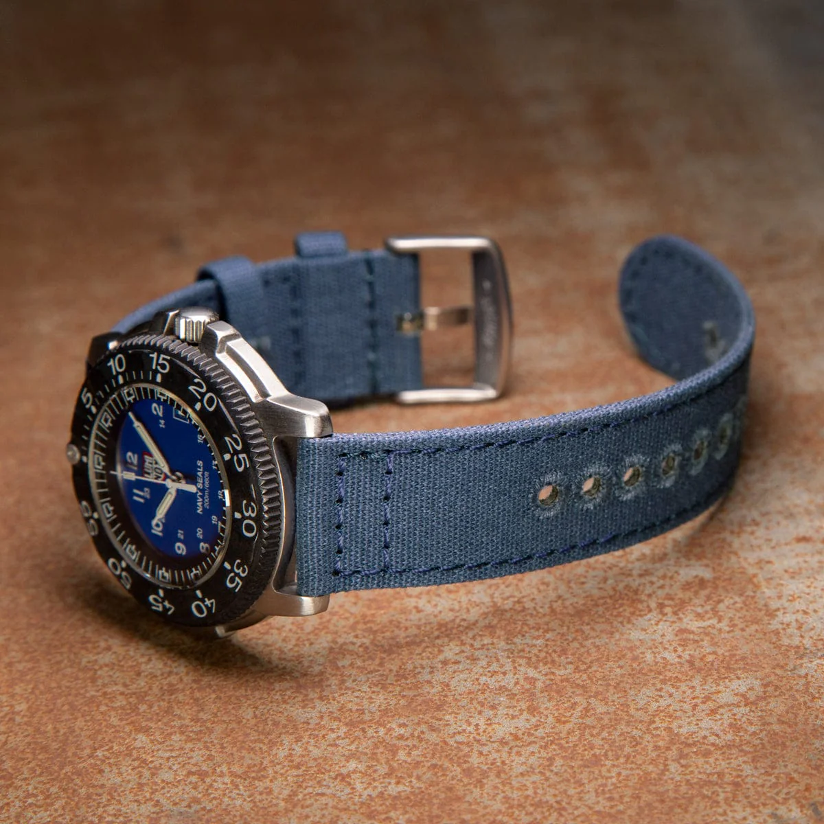 Quick Release Canvas Watch Band - Classic Denim Blue - Image 2