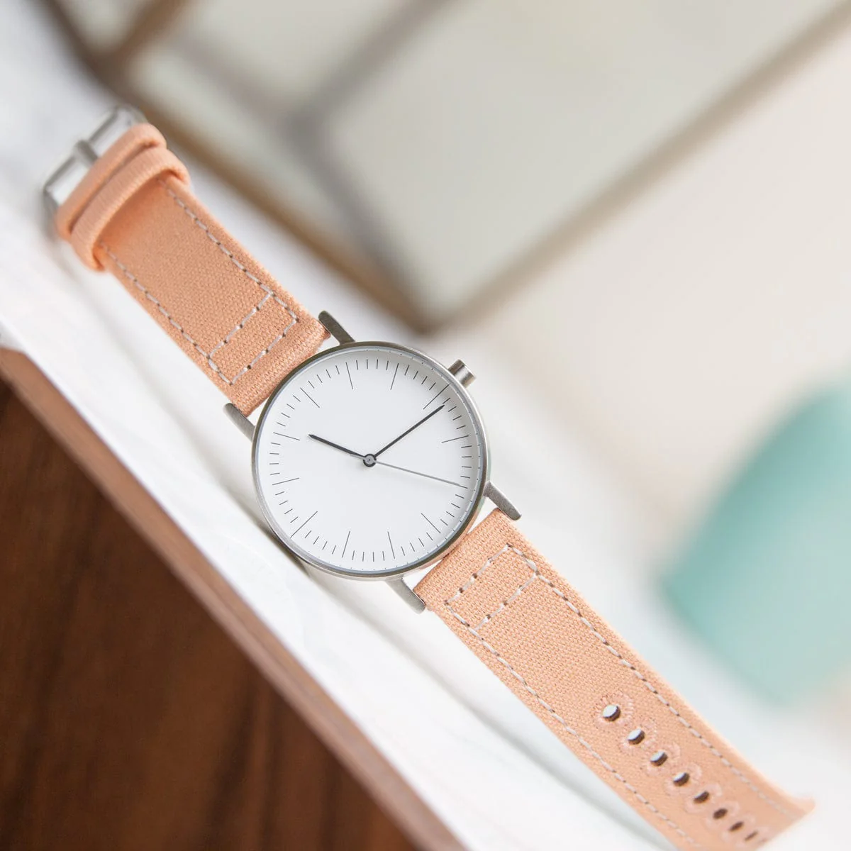 Quick Release Canvas Watch Band - Pale Coral - Image 2