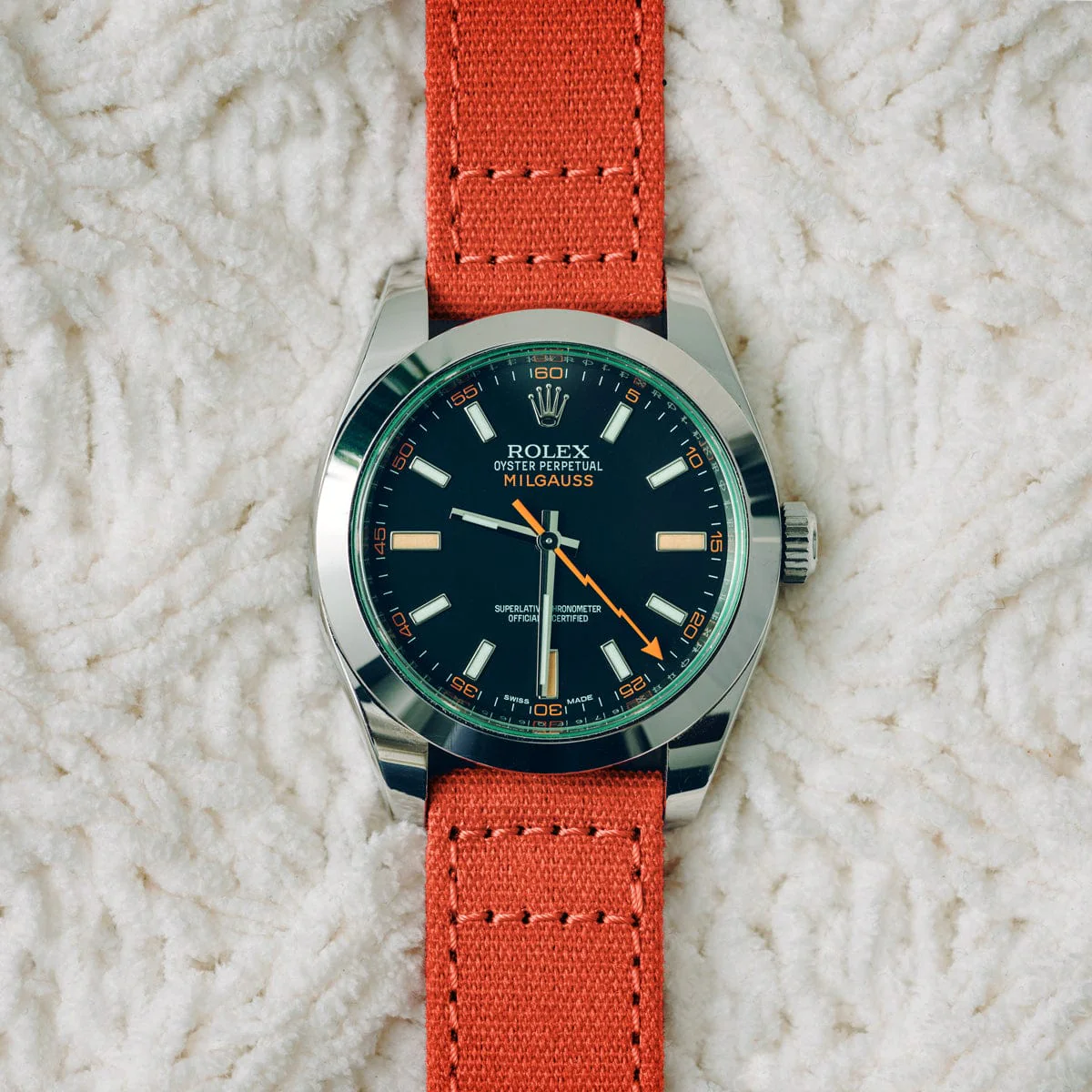 Quick Release Canvas Watch Band - Tangelo Orange - Image 2