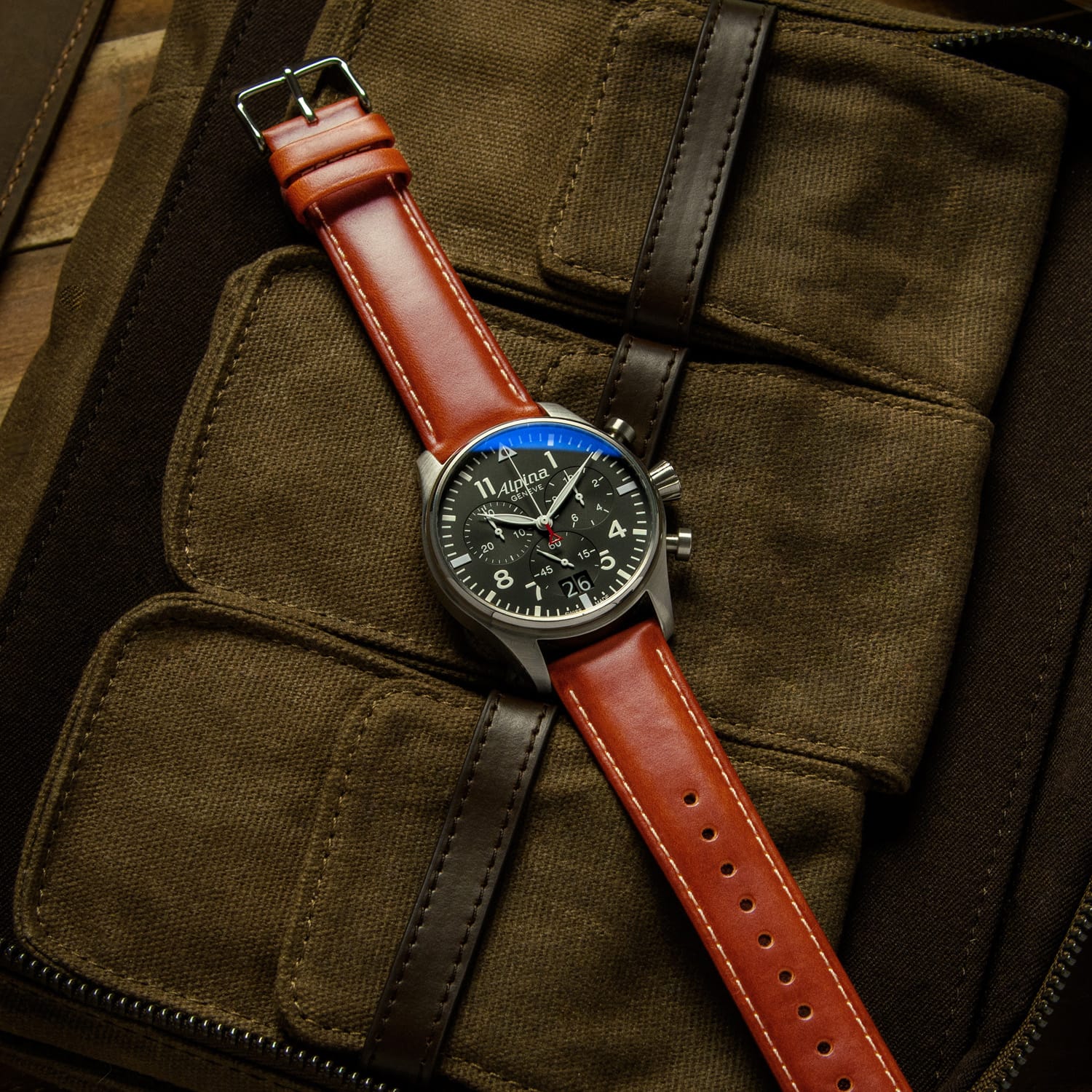 Quick Release Leather Watch Band - Cognac/Natural - Image 3
