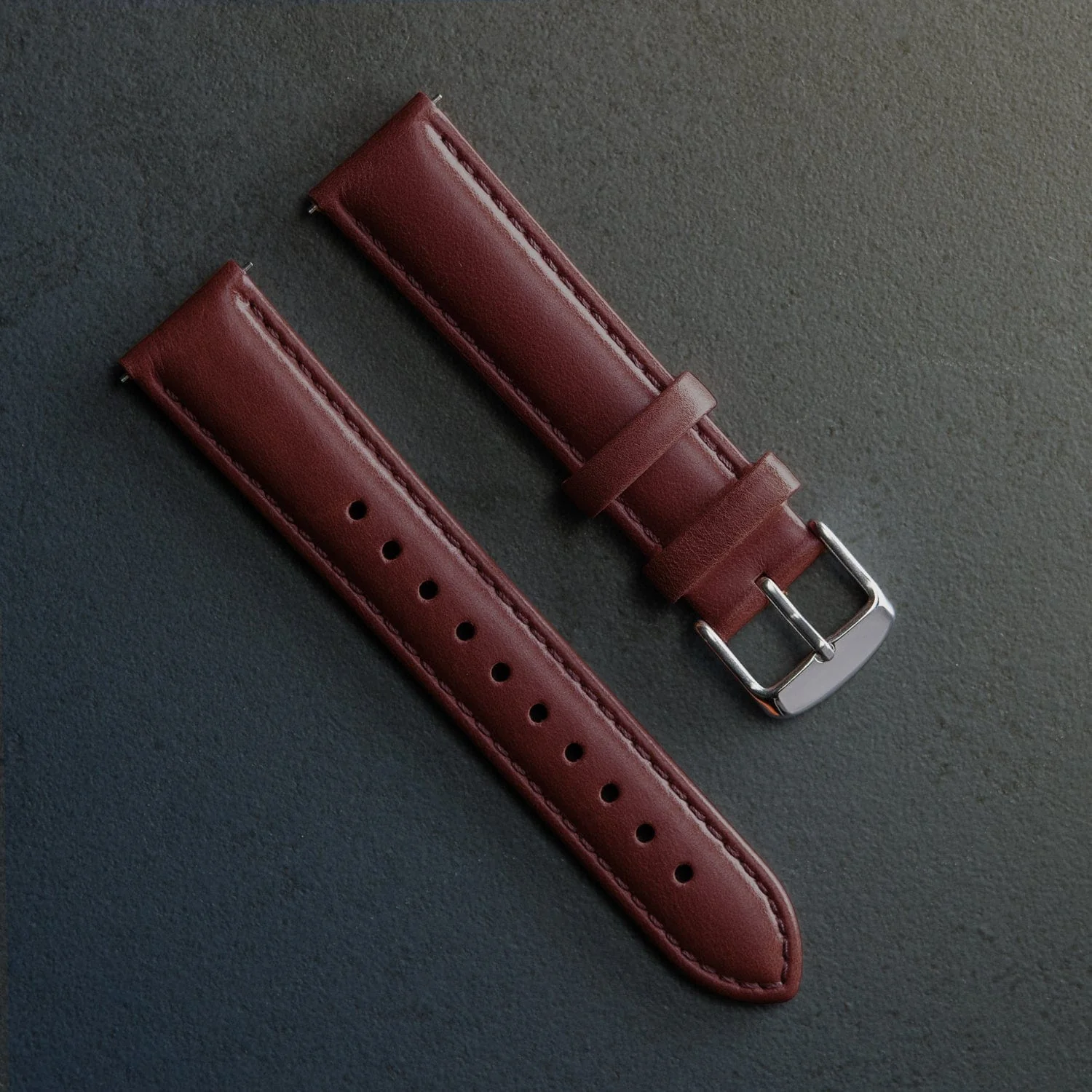 Quick Release Leather Watch Band - Mahogany/Matched - Image 2