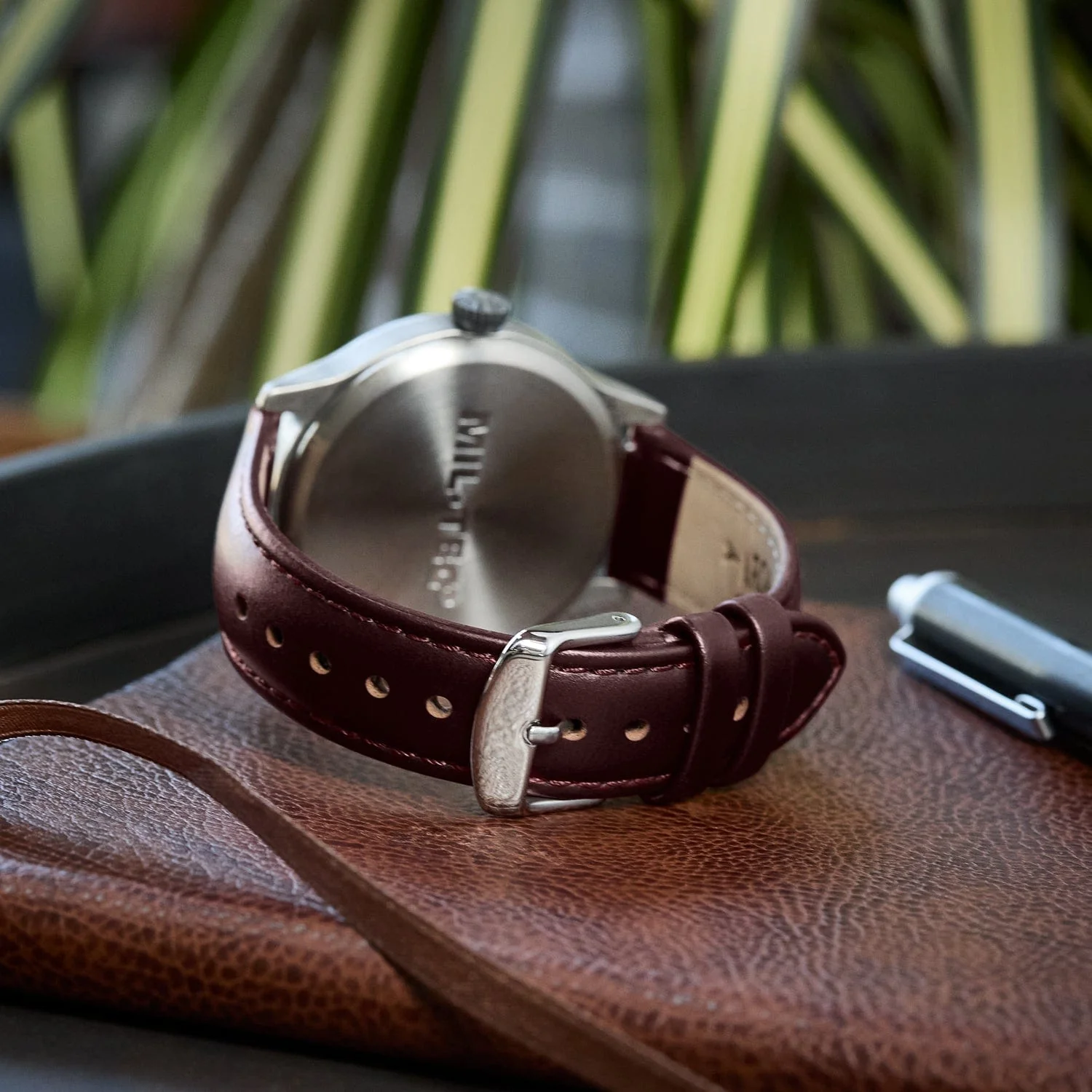 Quick Release Leather Watch Band - Mahogany/Matched - Image 3