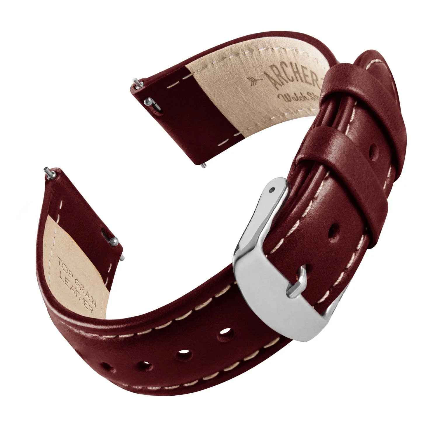 Quick Release Leather Watch Band - Mahogany/Natural