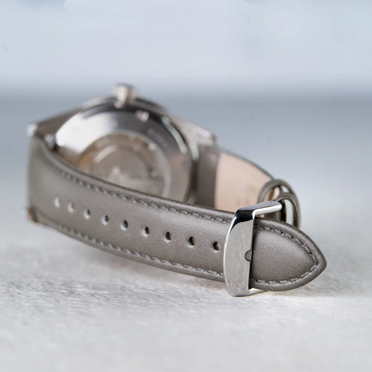 Quick Release Leather Watch Band - Pewter Gray/Matched - Image 2