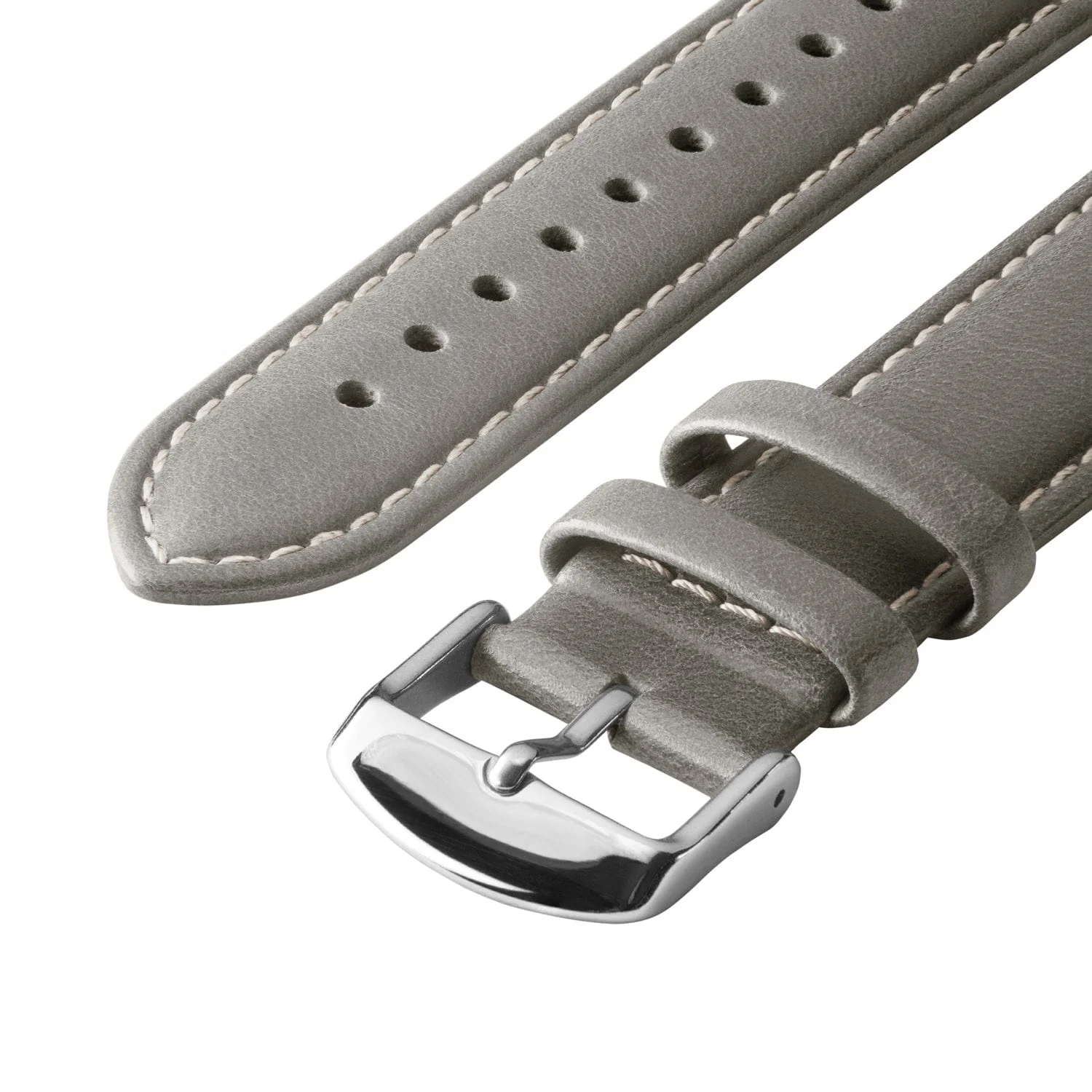 Quick Release Leather Watch Band - Pewter Gray/Natural - Image 5