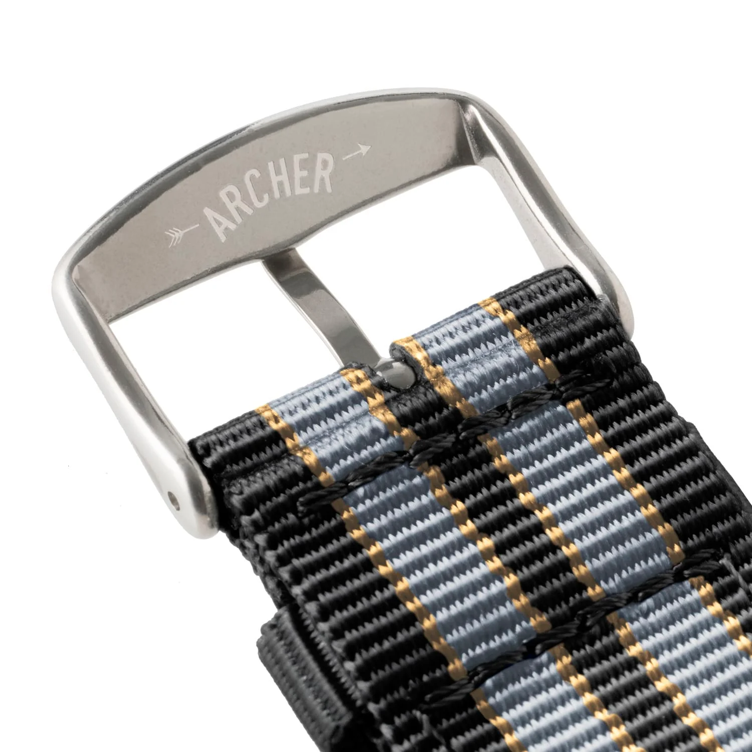 Quick Release Nylon Watch Band - Black/Gray/Gold - Image 7