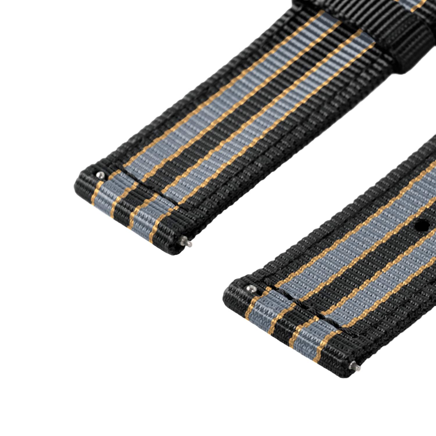 Quick Release Nylon Watch Band - Black/Gray/Gold - Image 8