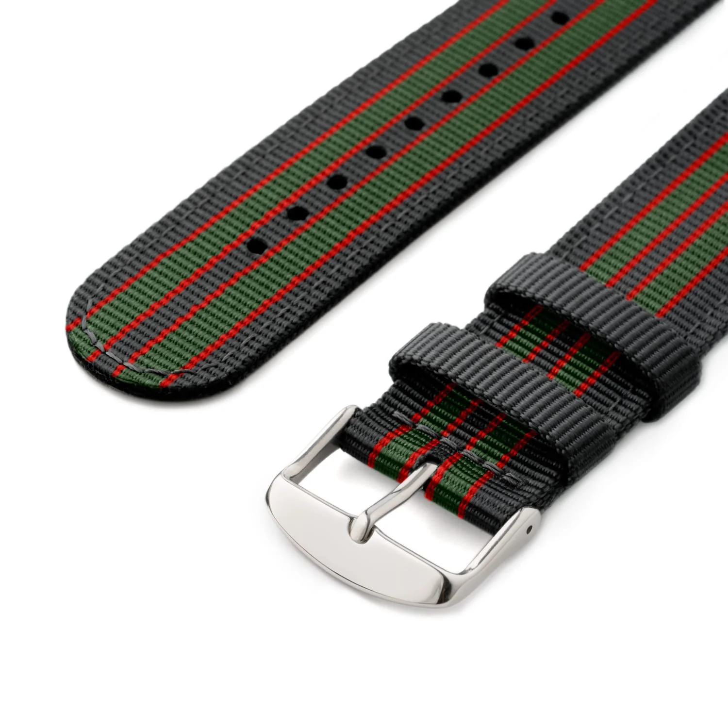 Quick Release Nylon Watch Band - Black/Red/Green - Image 6