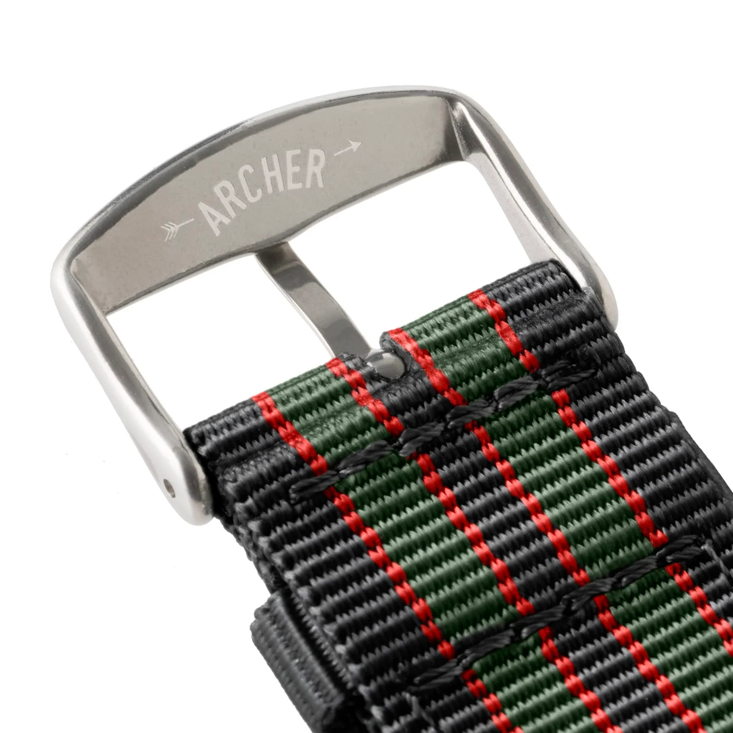 Quick Release Nylon Watch Band - Black/Red/Green - Image 7
