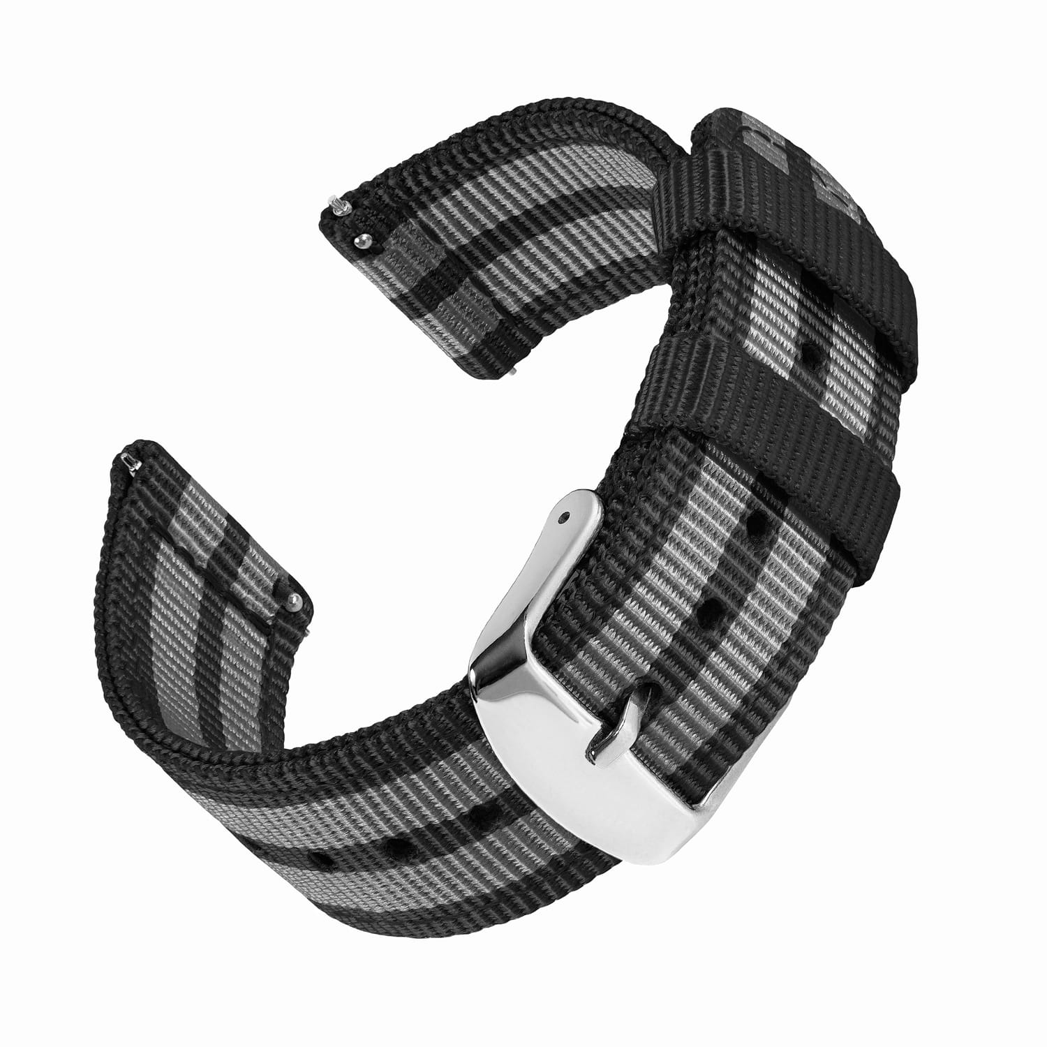 Quick Release Nylon Watch Band - Black and Gray (James Bond)