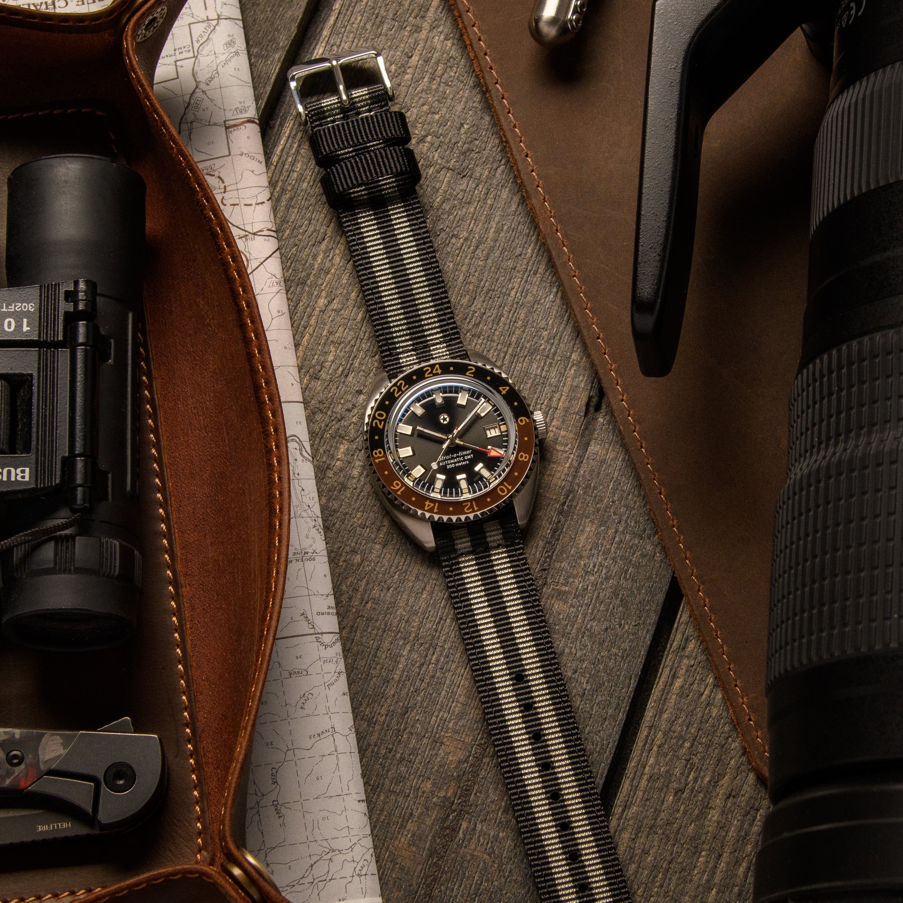 Quick Release Nylon Watch Band - Black and Gray (James Bond) - Image 2