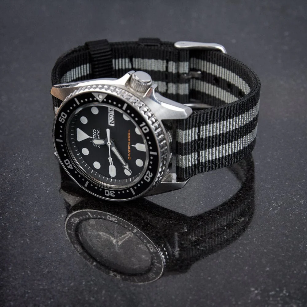 Quick Release Nylon Watch Band - Black and Gray (James Bond) - Image 3