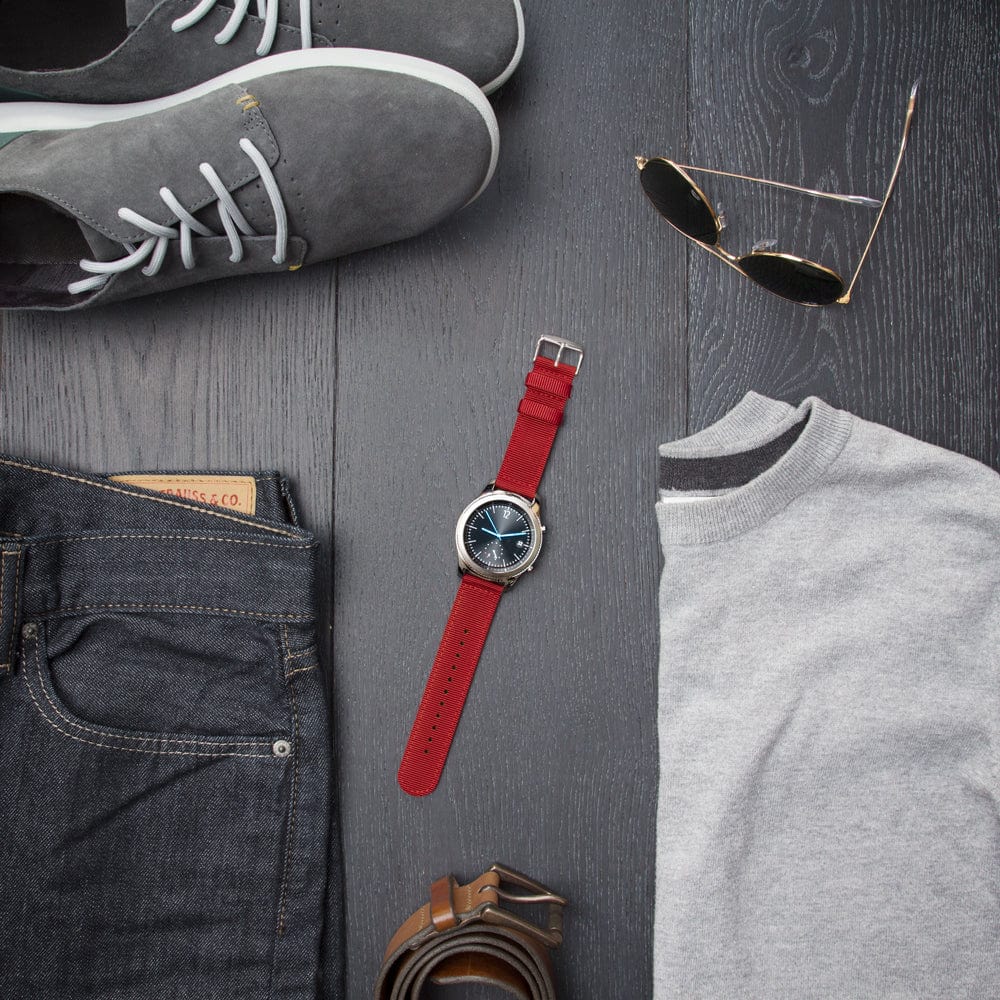 Quick Release Nylon Watch Band - Red - Image 2