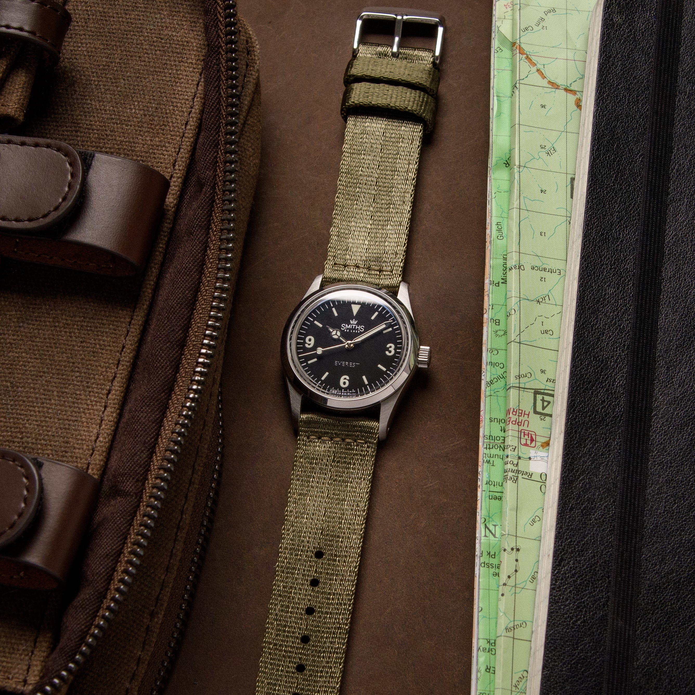Quick Release Seat Belt Nylon Watch Band - Olive - Image 2