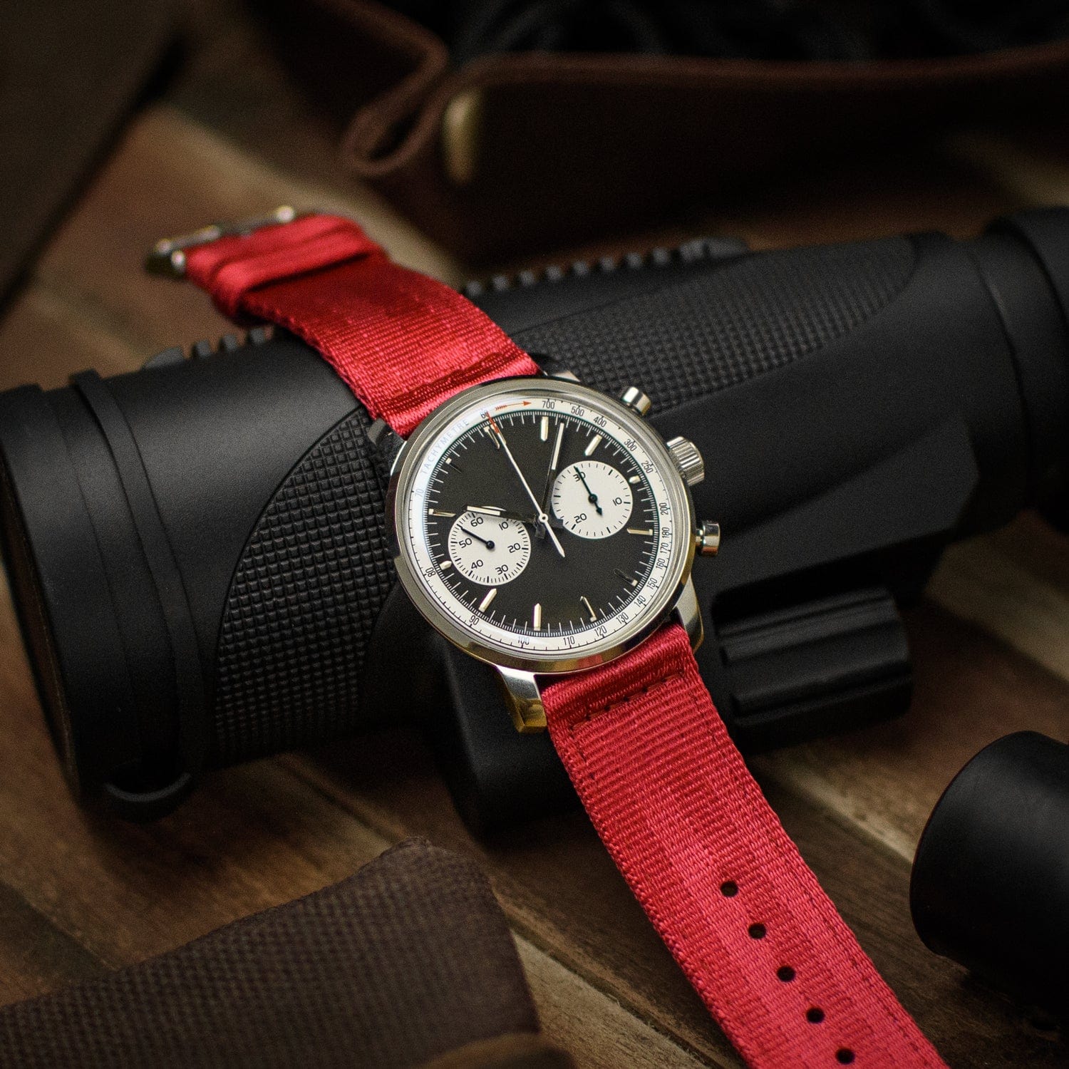Quick Release Seat Belt Nylon Watch Band - Red - Image 2