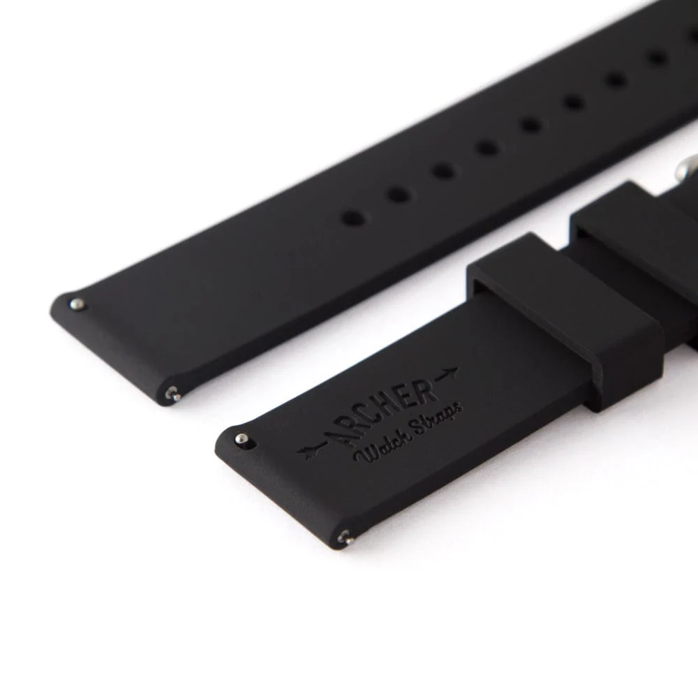 Quick Release Silicone Watch Band - Black - Image 7