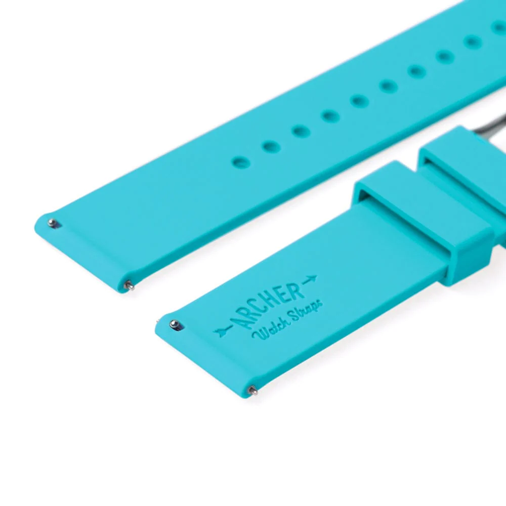 Quick Release Silicone Watch Band - Aqua Blue - Image 7