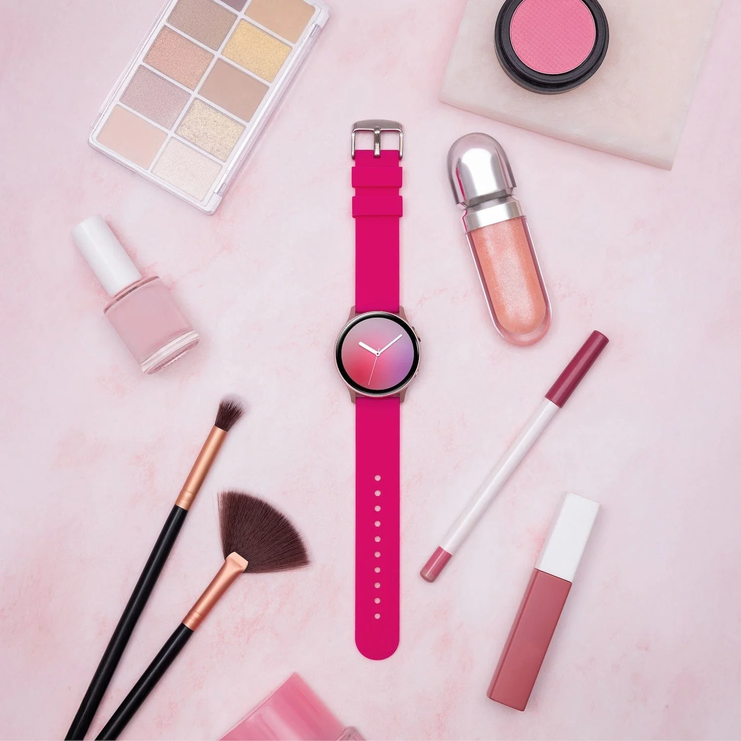 Quick Release Silicone Watch Band - Electric Pink - Image 2
