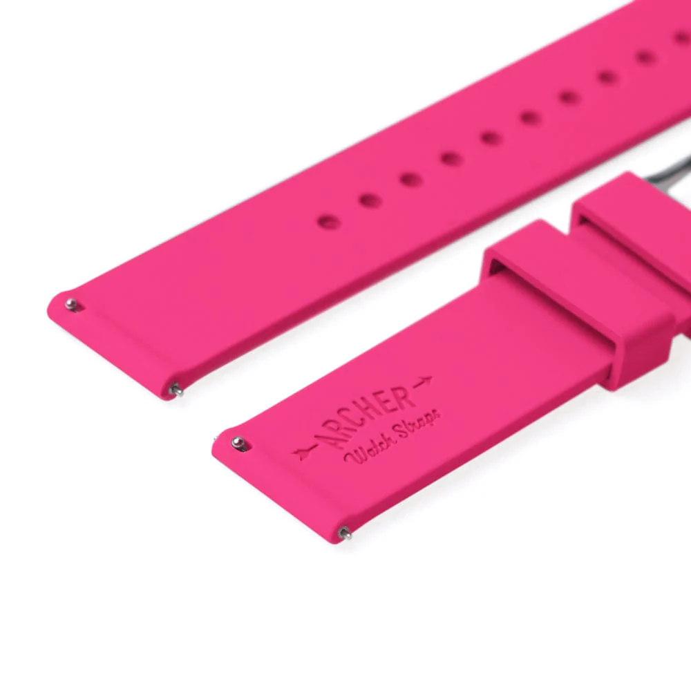 Quick Release Silicone Watch Band - Electric Pink - Image 7