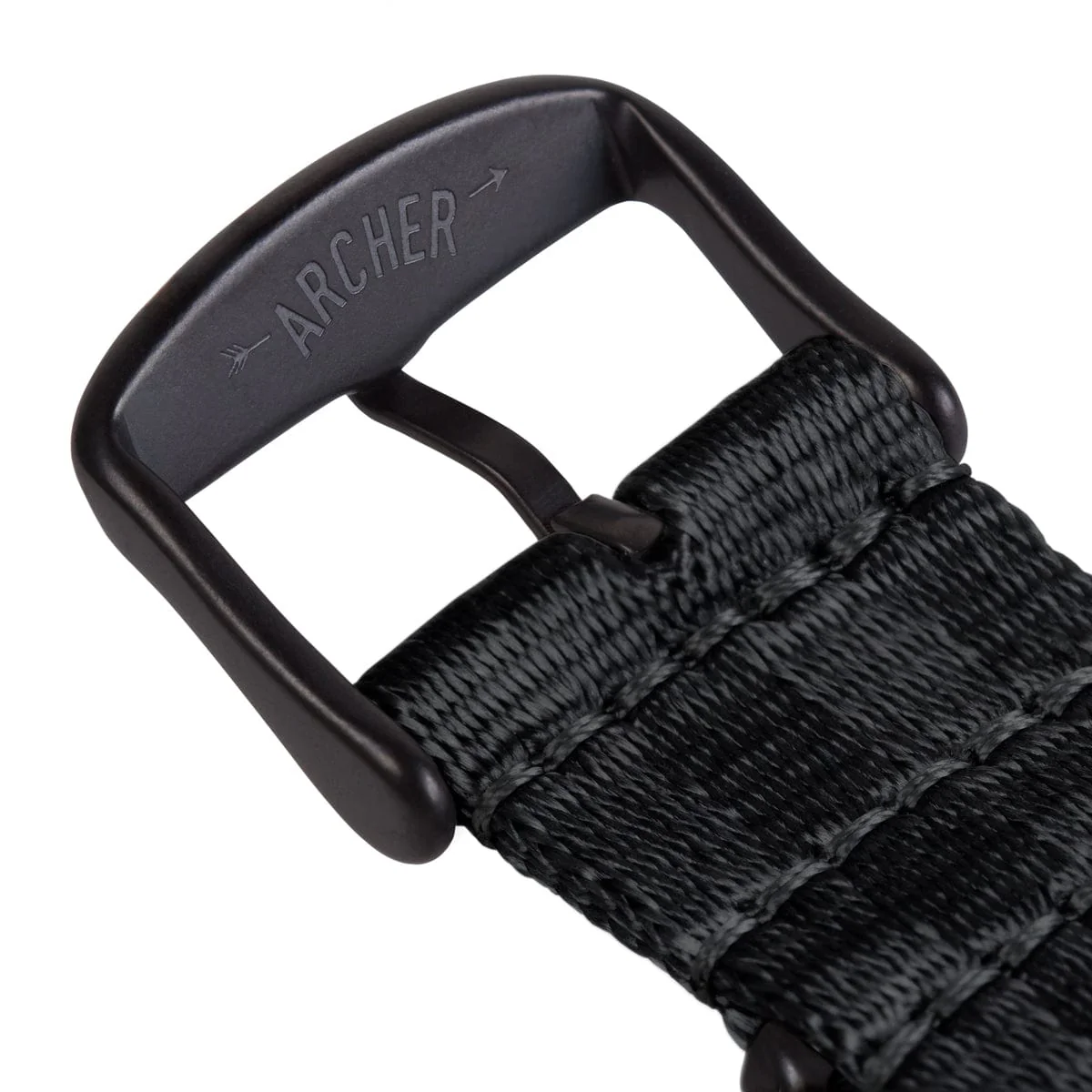 Seat Belt Nylon Military Style Watch Band - Black, Black Hardware - Image 7
