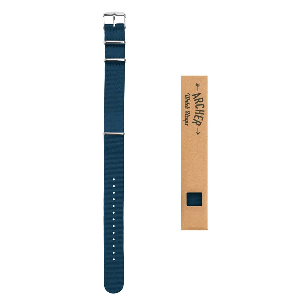 Seat Belt Nylon Military Style Watch Band - Navy, Stainless Hardware - Image 5