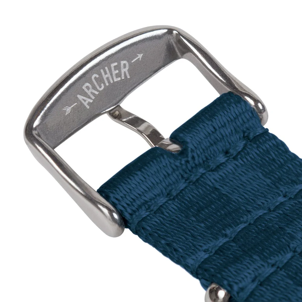 Seat Belt Nylon Military Style Watch Band - Navy, Stainless Hardware - Image 6