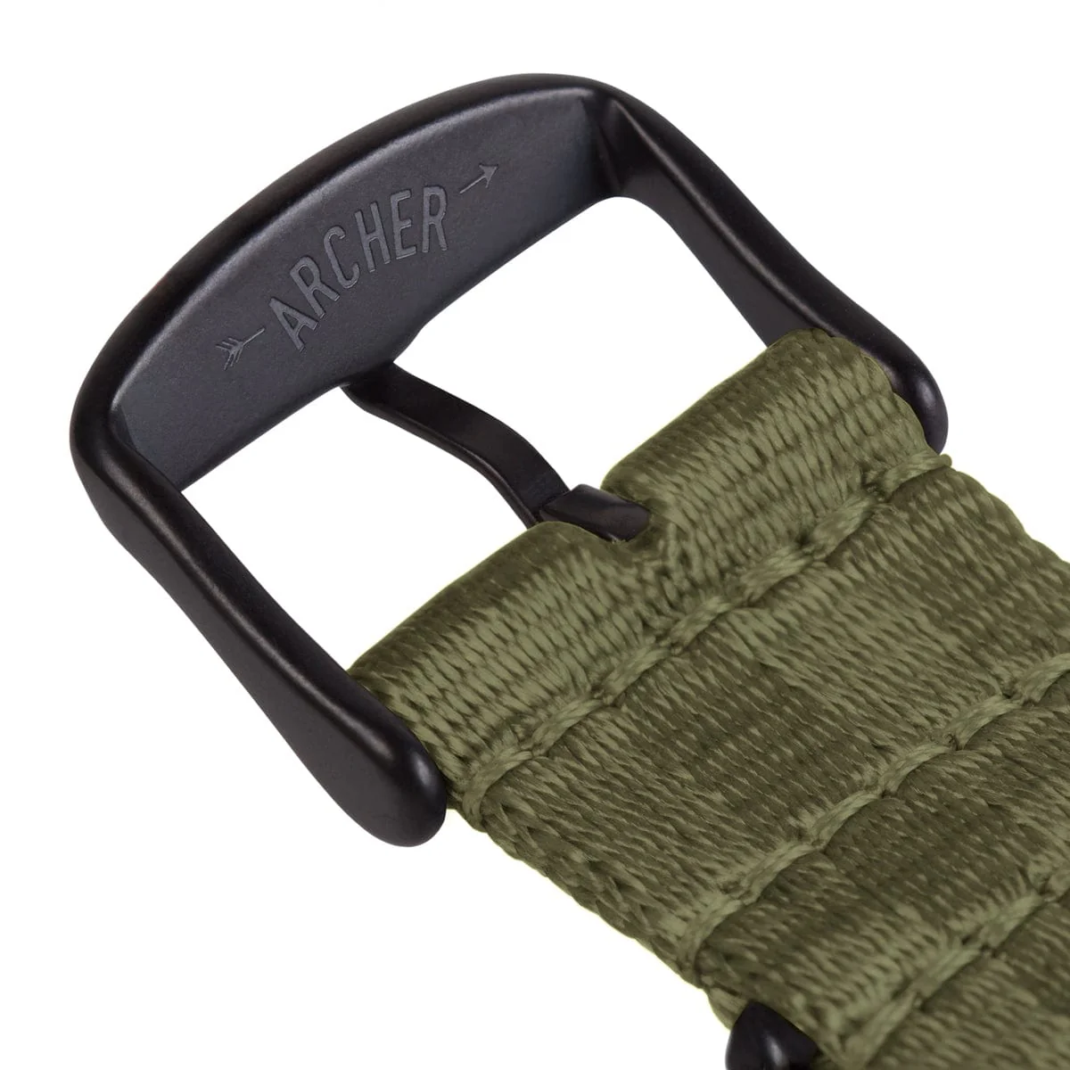 Seat Belt Nylon Military Style Watch Band - Olive, Black Hardware - Image 7