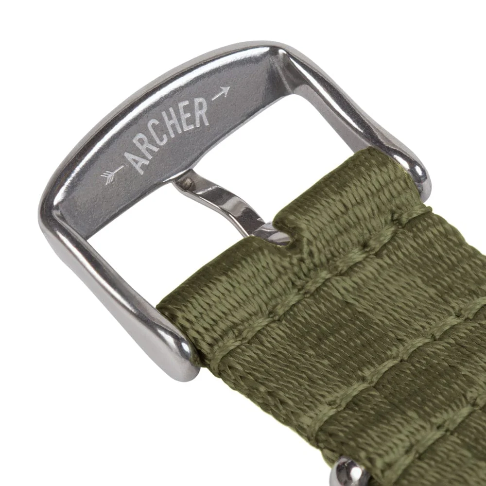 Seat Belt Nylon Military Style Watch Band - Olive, Stainless Hardware - Image 7
