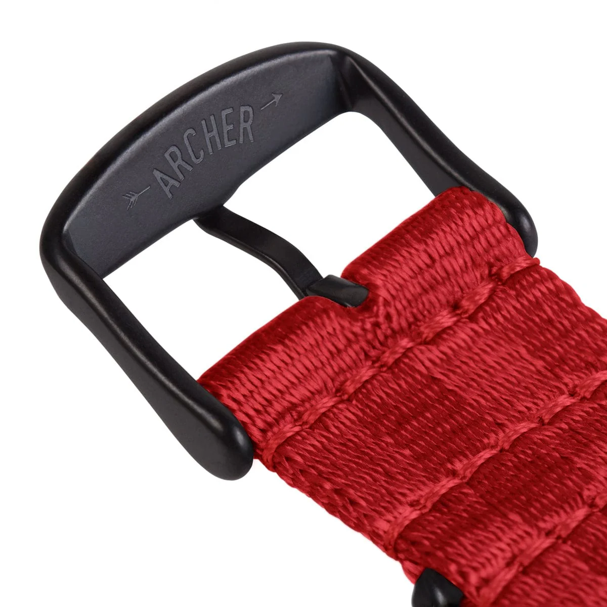 Seat Belt Nylon Military Style Watch Band - Red, Black Hardware - Image 7