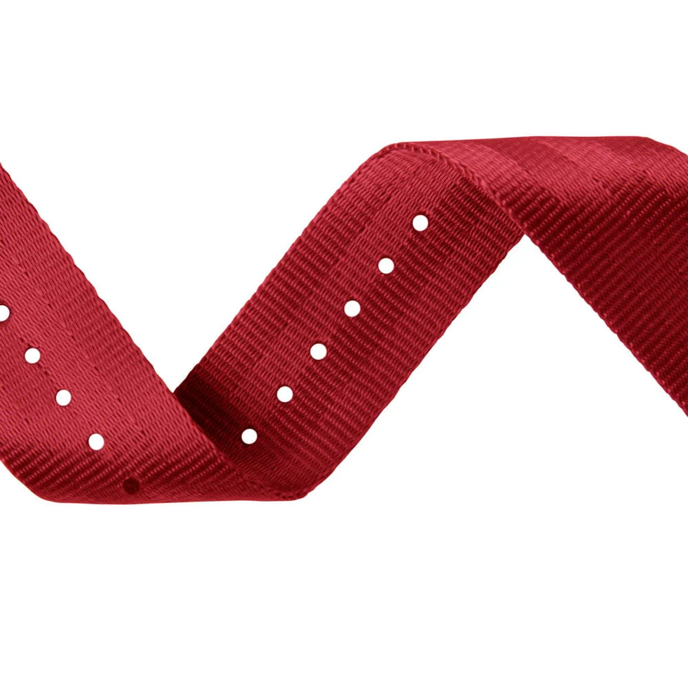 Seat Belt Nylon Military Style Watch Band - Red, Stainless Hardware - Image 5
